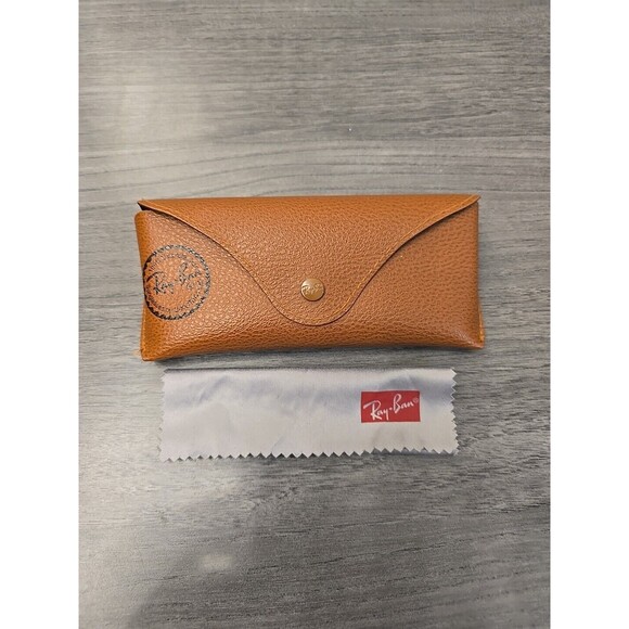 Ray-Ban Sunglass Eyeglass Case Brown w Cleaning Cloth Luxottica Snap Closure - Picture 1 of 6